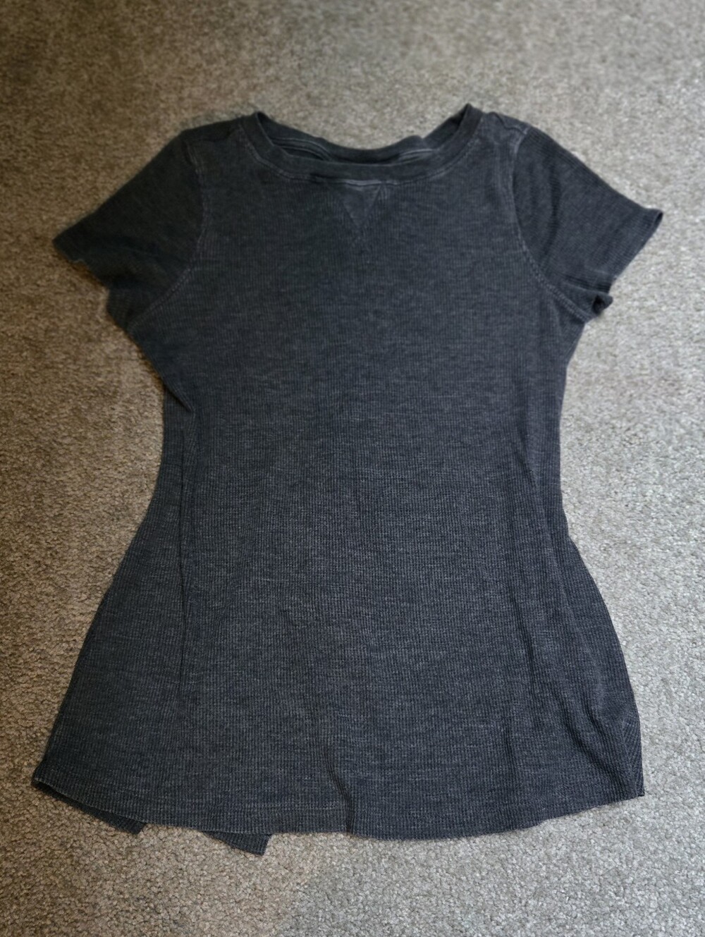 Calvin Klein Performance Women's Short Sleeve Ribbed Tee - Charcoal Gray XS